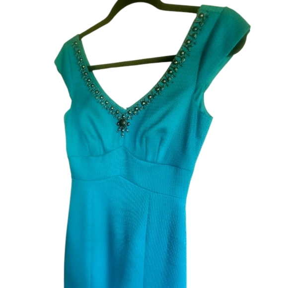Tahari Teal Green Cocktail Dress Size 2 - Picture 4 of 8